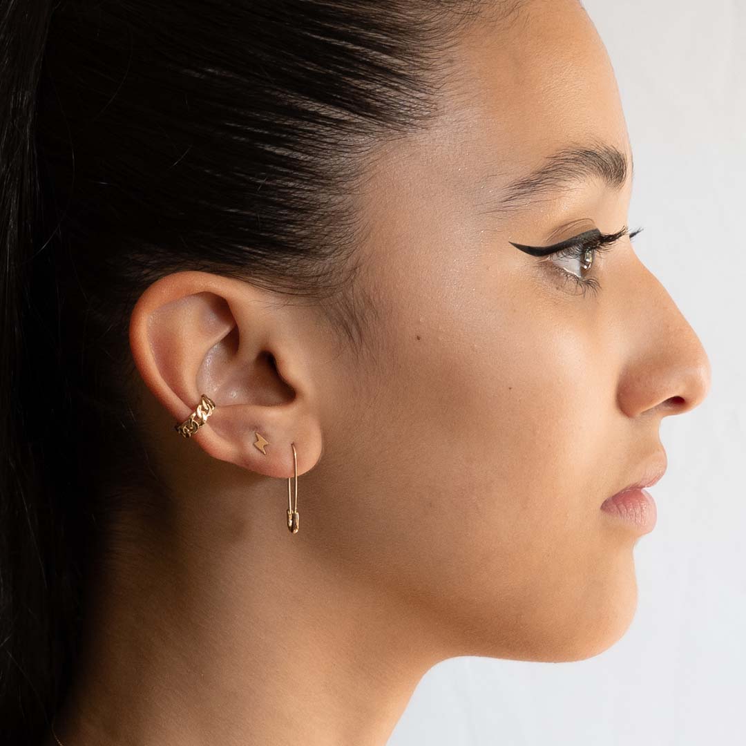 Black Diamond Safety Pin Earrings - Julianna Isabella